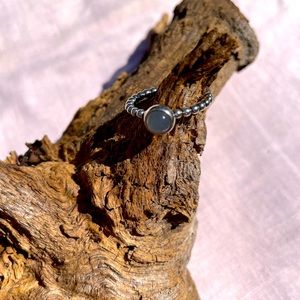 Pandora birthstone ring, April Opaque Milky White, size 8.75